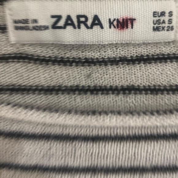 Zara navy & ecru scoop neck stripe knit long sleeve lightweight sweater small - Picture 8 of 9